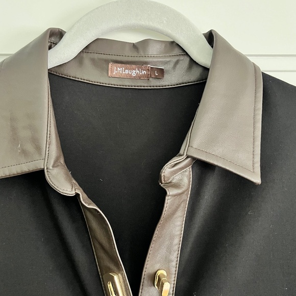 J.McLaughlin Falcon dress with toggle closures, vegan leather trim. Size L - Picture 5 of 5